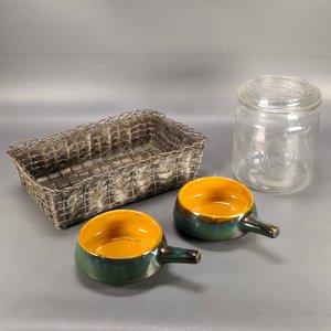 Panera de Metal, Recipiente Weck y 2 Vasijas de Cerámica - imagen 2
