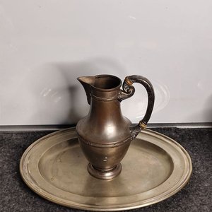 Jarra y Bandeja Antigua de Platería Sellada Sheffield - imagen 1