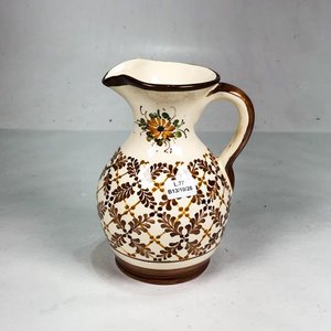 Lote siguiente: Jarra de Porcelana Esmaltada Marrón y Blanca con Diseño Floral - 19 cm