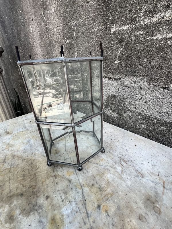 Farol de cobre con vidrios biselados para decoración - imagen 3