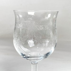 Jarra y Cinco Copas de Cristal con Grabado Floral - imagen 3