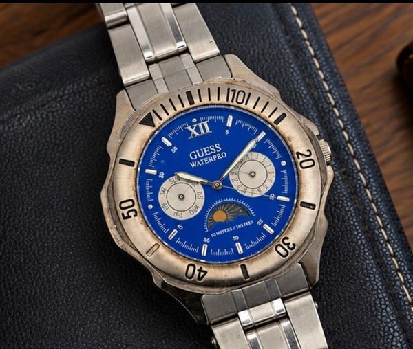 Reloj Guess Waterpro Multifunción Esfera Azul Acero Movimiento Japón