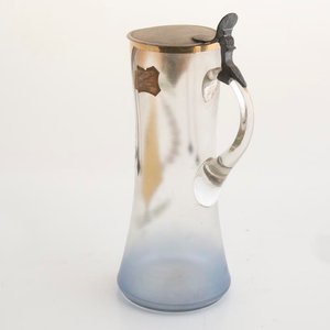 Jarra y 2 Vasos de Cristal Veneciano con Esmalte y Tapa Metálica - imagen 4