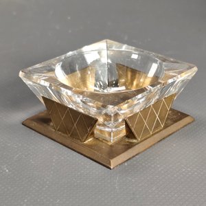 Juego Art Decó: 2 Ceniceros y 1 Depósito en Bronce y Cristal - imagen 4