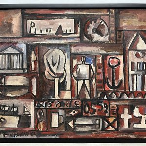 Oleo "Constructivo" de Jonio Montiel - 54 x 67 cm - imagen 2