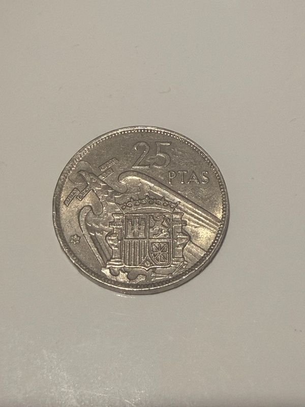 Moneda de 25 pecetas de 1957 con estrella 58 - imagen 2