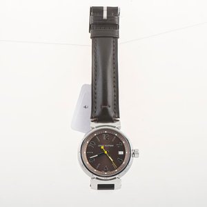 Reloj Louis Vuitton Tambour Q13110 de Acero Inoxidable con Correa de Cuero Marrón - imagen 2