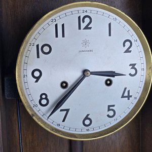 Reloj de Péndulo Alemán Junghans Antiguo con Caja de Roble - imagen 4