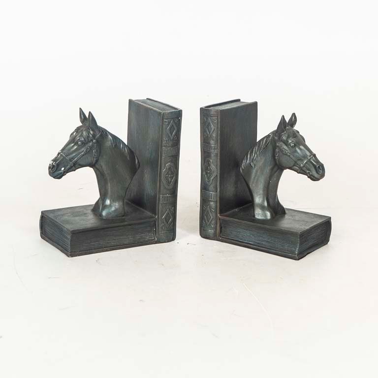 Par de Aprieta Libros Modernos con Diseño de Caballos en Resina