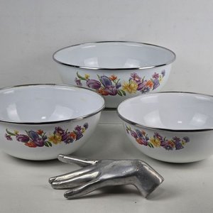 Lote anterior: Set de 3 Cuencos de Cocina en Metal Enlozado Blanco con Flores