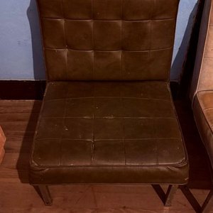 3 Butacas de Cuero Sintético Marrón y Ocre - imagen 2