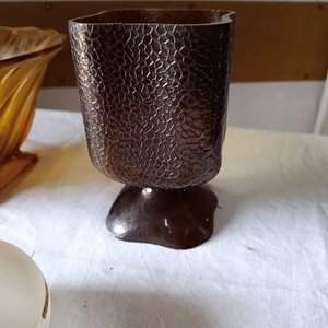Centro de Mesa y Florero de Vidrio Ámbar y Cerámica - imagen 6
