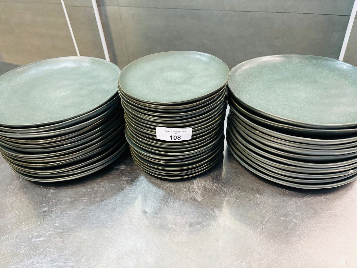Lote de 44 Platos Llanos Verdes - 22 de 20 cm y 22 de 28 cm
