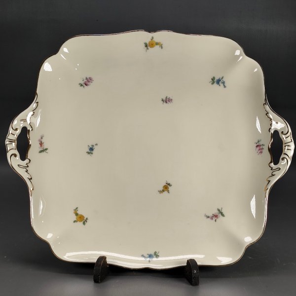 Plato para Masas Hutschenreuther Porcelana Alemana Floral Dorado - imagen 1