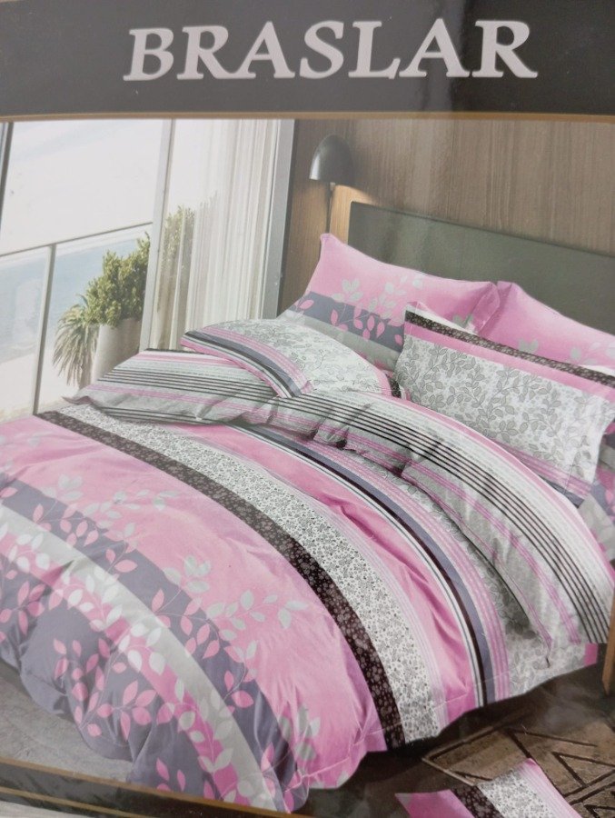 Juego de sabanas 2 plazas 4 pcs ROSADO CON RAYAS - imagen 3
