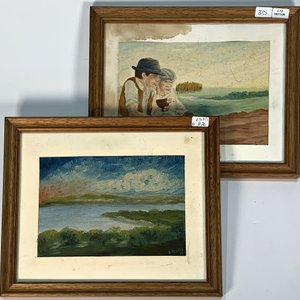 Lote de 3 Cuadros al Óleo: Paisajes y Escena Gaucha - imagen 2