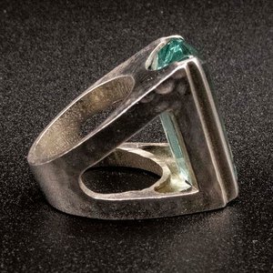 Anillo de Plata 950 con Obsidiana y Tono Celeste - imagen 2