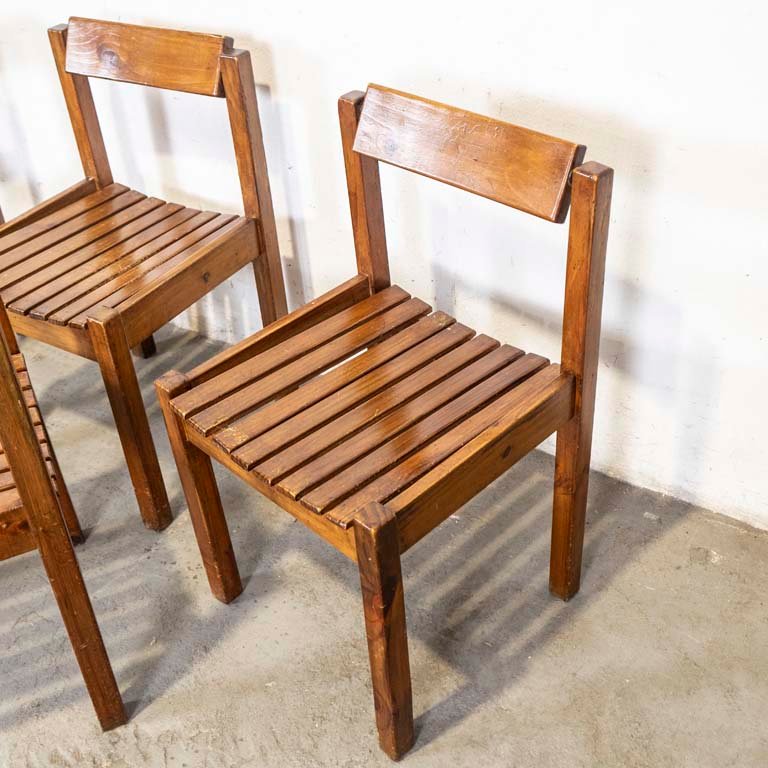 Cuatro sillas de pino con respaldos móviles - imagen 2