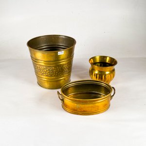Conjunto de 3 Piezas de Cobre: Macetero, Centro y Bandeja con Asas - imagen 1