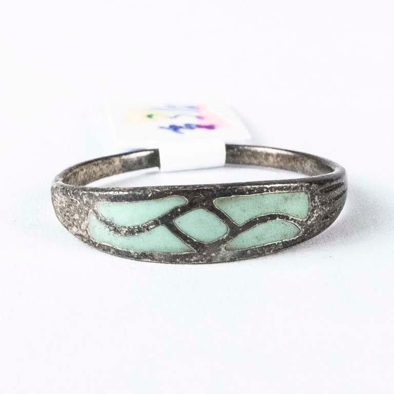 Lote siguiente: Anillo de plata con esmalte - Joya de alta calidad