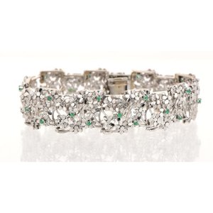 Pulsera de Oro Gris con Esmeraldas y Brillantes - imagen 1