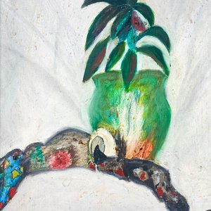 Cuadro Óleo "Maceta Verde con Planta" Firmado Nilda Poppolo - imagen 3
