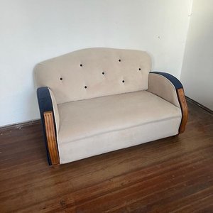 Lote anterior: Sofá de 2 Cuerpos Tapizado en Terciopelo Beige y Azul