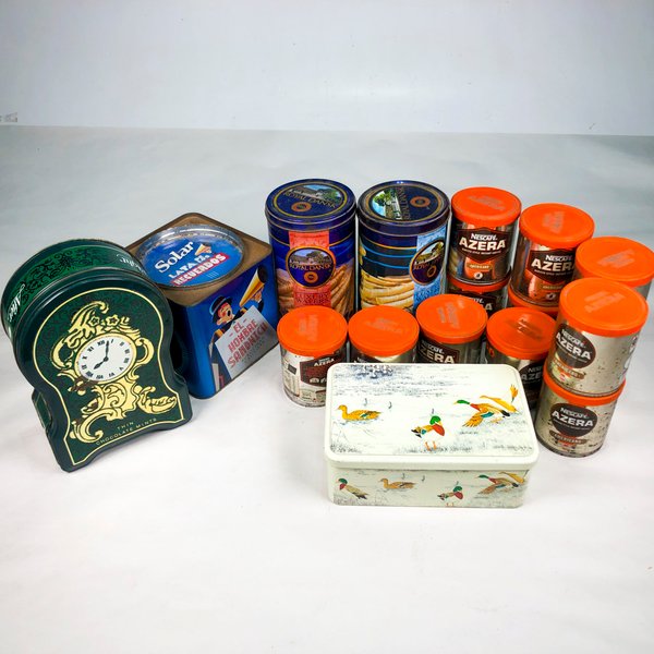 Lote de 16 Latas Metálicas Decorativas Vintage - imagen 1