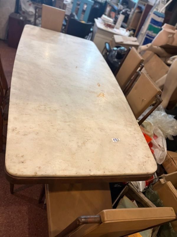 Juego de comedor de madera y marmol con 5 sillas - imagen 3