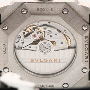Reloj Bulgari Gerald Genta Octo L'Originale Solotempo Acero Piel Aligátor Negro - imagen 3