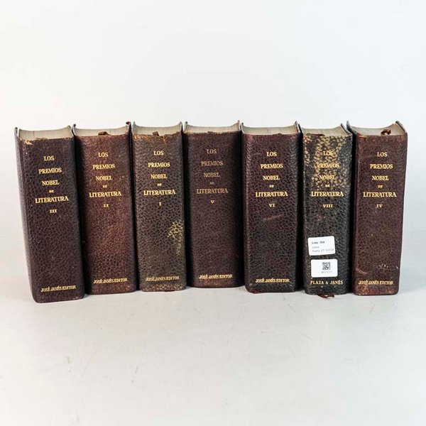 7 Tomos Premios Nobel de Literatura, Tapa de Cuero, Ediciones Plaza Janés 1960