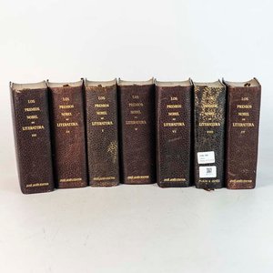7 Tomos Premios Nobel de Literatura, Tapa de Cuero, Ediciones Plaza Janés 1960 - imagen 1