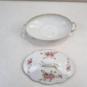 Sopera Antigua de Porcelana Austríaca MZ con Flores Púrpuras y Bordes Dorados - imagen 3