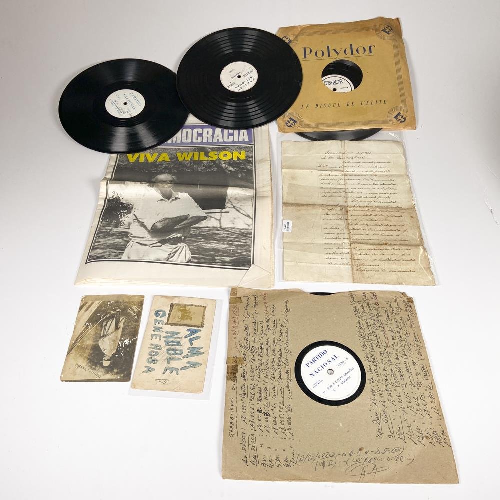 Lote de Colección: Discos Antiguos, Postales, Diario y Documento Histórico del Partido Nacional