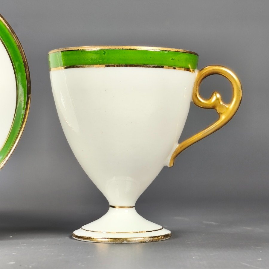 Taza y plato de porcelana francesa Limoges, obra de Charles Ahrenfeldt - imagen 5
