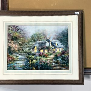 Lote de 3 Láminas Decorativas: Jarrón con Flores, Caserío y Casa con Jardín - imagen 3