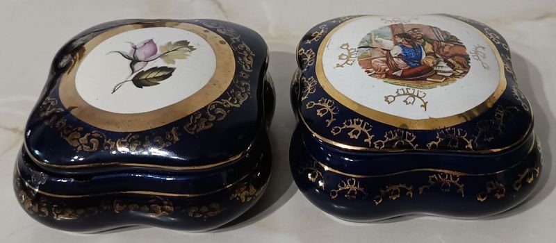Despojadores/alhajeros de cerámica con tapa, color azul cobalto - imagen 4