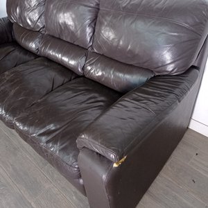 Sillón de 3 cuerpos de cuero marrón oscuro - imagen 4