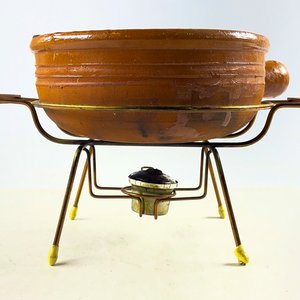 Olla Fondue de Cerámica Marrón con Soporte Metálico y Quemador - imagen 3