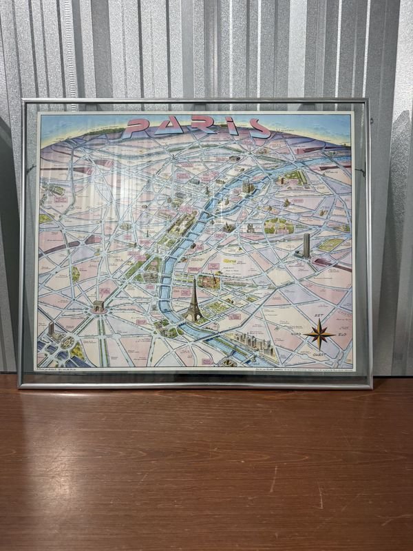Mapa Decorativo Aéreo de París Enmarcado