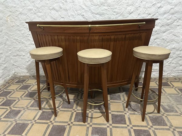 Barra de madera con butacas y estanterías - imagen 1