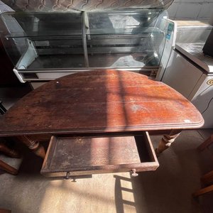 Mesa de Costura Antigua de Roble Macizo - imagen 2