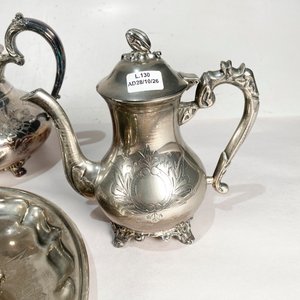 Juego de Té y Café EPNS: Tetera, Cafetera, Azucarero, Lechera y Bandeja - imagen 3