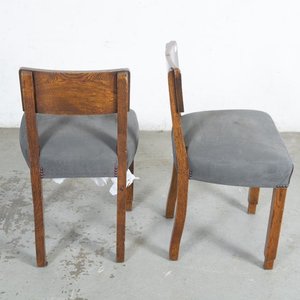 Par de Sillas de Roble Estilo Art Decó Tapizado Gris - imagen 3