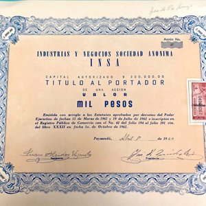 Dos Títulos de Acciones de Industrias y Negocios S.A. (INSA) - Paysandú 1963 - imagen 9
