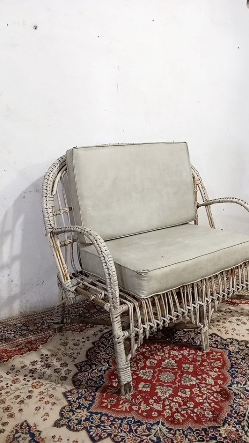 Sillón de mimbre ideal para jardín con almohadones - imagen 3