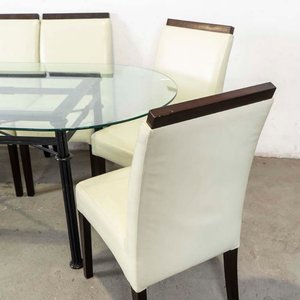 Mesa de Comedor Oval con Base de Hierro y 6 Sillas Tapizadas - imagen 3