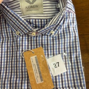 Camisa A.Crew Talle XXL Cuadros Azules y Blancos - imagen 2