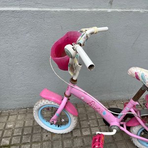 Bicicleta Infantil Barbie R12 Blanca y Rosa con Ruedas de Apoyo - imagen 4