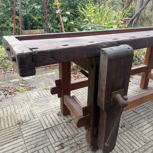 Banco de Trabajo de Carpintero Antiguo de Hierro y Madera Maciza - imagen 7